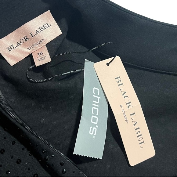 NWT Chicos Black Label Go Beaded Long Sleeve Dress sz 18 - Picture 4 of 15